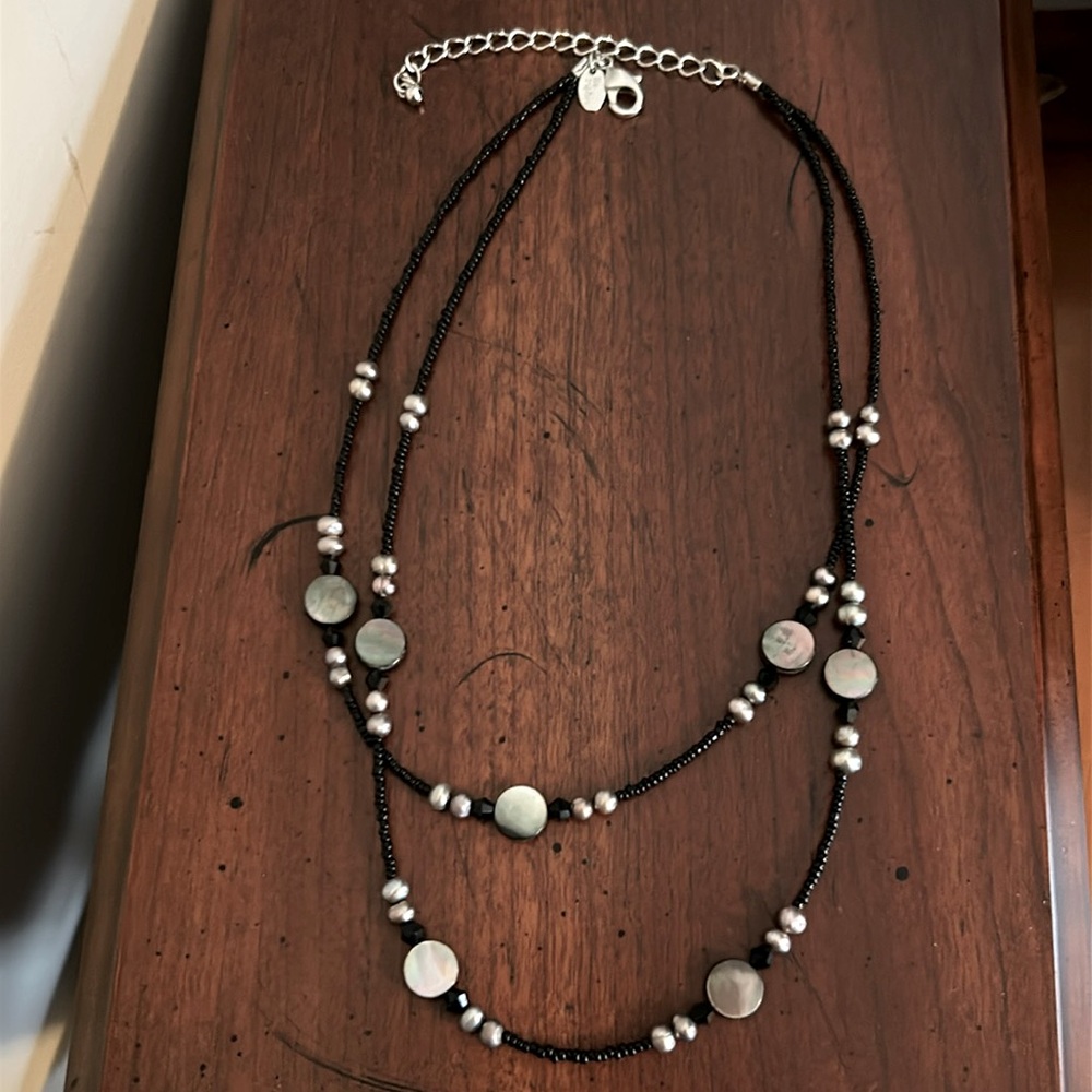 Lia Sophia black and gray mother of pearl necklace. Excellent condition!